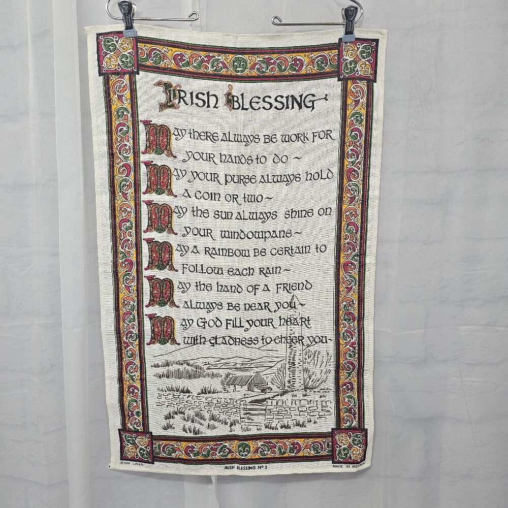 Ulster Weavers Tea Towel Irish Blessings Linen Celtic Wall Hanging